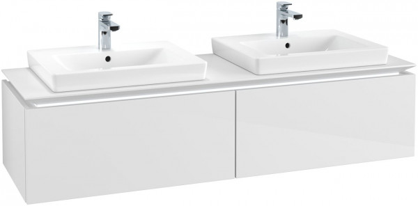 Villeroy and Boch Double Basin Vanity Unit Legato with lighting 1600x380x500mm Glossy White