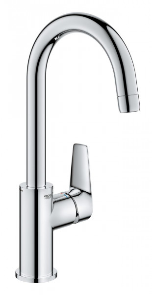 Tall Basin Tap Grohe BauEdge L EcoJoy swivel spout with Push-Open waste set Chrome