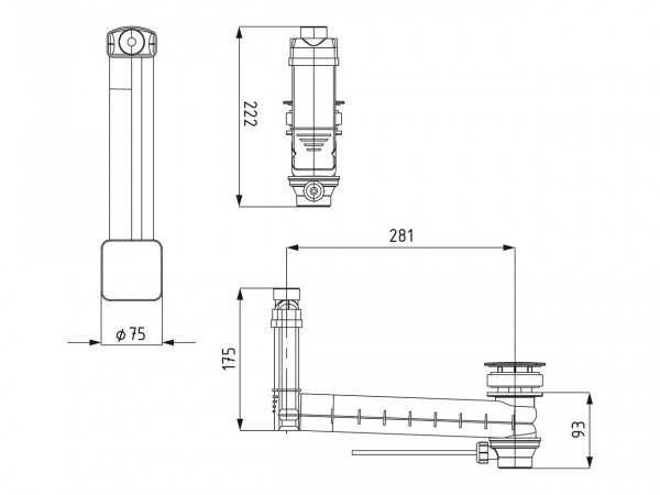 Kaldewei Basin Waste Drain valve and overflow valve model 3900 Clou 905300000199