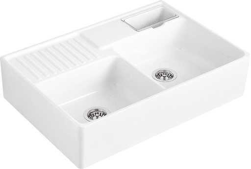 Villeroy and Boch Countertop Sink double 895mm White Alpin CeramicPlus | Push open waste | 0
