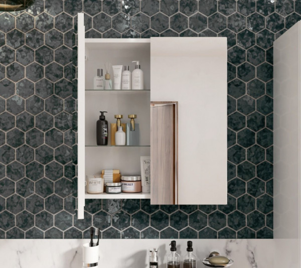 Bathroom Mirror Cabinet Allibert OSLO 1 door 400mm Aluminium Grey