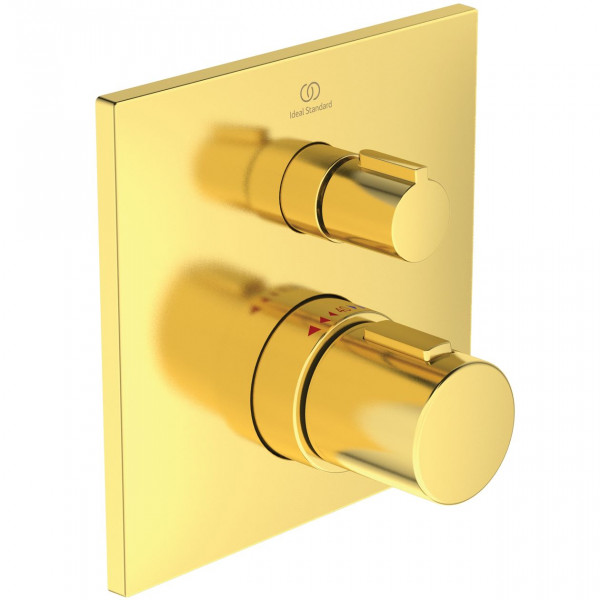 Thermostatic Bath Shower Mixer Tap Ideal Standard Ceratherm C100 flush-mounted, 1 outlet 163x163mm Brushed Gold