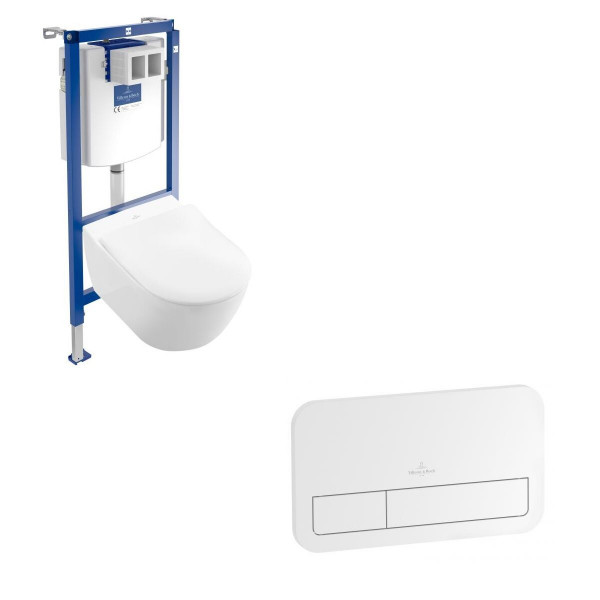 Wall Hung Toilet Pack Villeroy and Boch with frame and flush plate