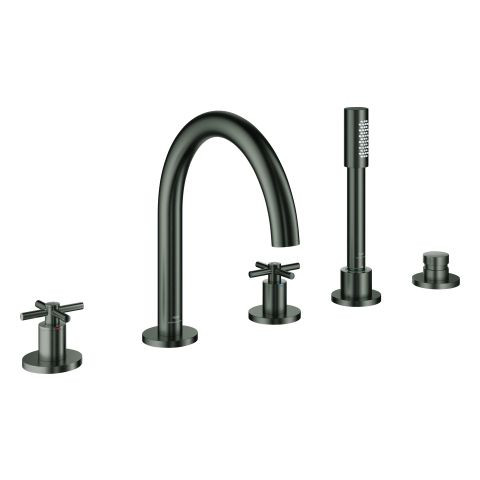 Deck Mounted Bath Mixer Grohe Atriocross handle Brushed Hard Graphite