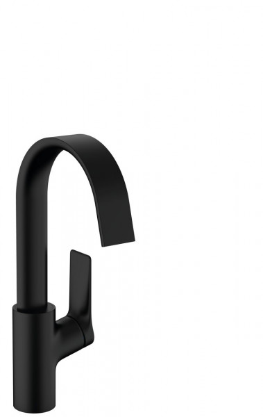 Tall Basin Tap Hansgrohe Vivenis with swivel spout and pop-up waste 168x45x300mm Black Mat