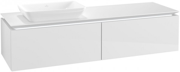 Villeroy and Boch Countertop Basin Unit Legato Washbasin left with lighting 1600x380x500mm Glossy White