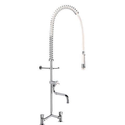 Delabie Pull Out Kitchen Tap Twin hole with mixer Chrome