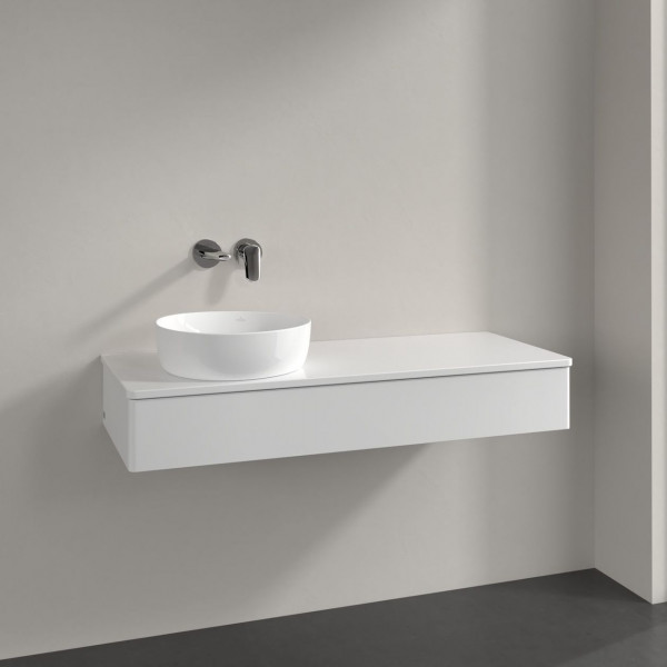 Vanity Unit For Countertop Basin Villeroy and Boch Antao on the left 1 drawer 1200x190x500mm Glossy White Laquered