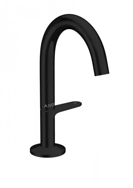 Single Hole Mixer Tap Axor ONE 140 with Push-Open waste set Black Mat