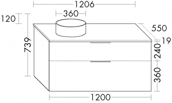 Bathroom Set Burgbad Eqio Freestanding basin right/left, 2-drawer unit 1206x739mm Customisable SGUN120-PN258