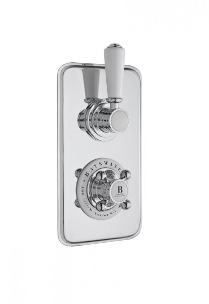 Concealed Bath Shower Mixer Bayswater Traditional 2 outlets with diverter Chrome/White